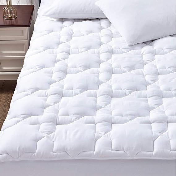 CozyLux Queen Mattress Pad, 450GSM Quilted Cooling Cotton Top Mattress Topper, Extra Deep Pocket Fits 8-21 inches, Oeko-TEX Certified, Plush Soft & Breathable Bed Pad (60"x80", White)