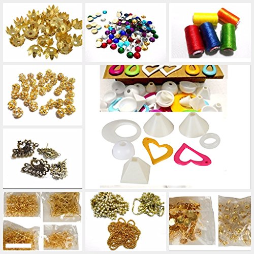 GOELX Silk Jumka Earing Materials Combo Kit- Makes Complete Silk Thread Jumka