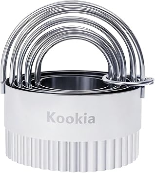 Stainless Steel Biscuit Cutters Set for Baking (5 Pieces) | Fluted Round Cookie Cutters with Handle | Professional Baking Dough Tools