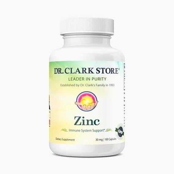 Dr Clark Zinc Bisglycinate Supplement 30 mg 100 Capsules 30-Day Supply - Chelated Zinc Daily Support for Skin, Eyes & Normal Immune Function Non-GMO, Gluten-Free Trusted Quality Since 1993
