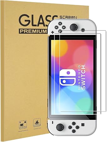 KEANBOLL 2-Pack Tempered Glass Screen Protector Compatible with Nintendo Switch OLED model 2021, Ultra Clear & 9H Hardness & Scratch Resistant & Easy Installation