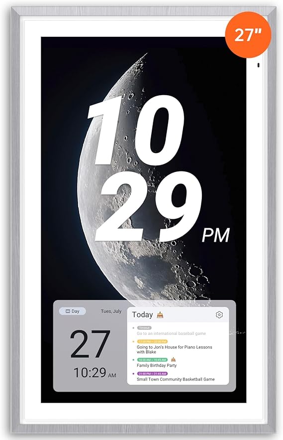 Apolosign 27-inch Digital Calendar : Dual Mode Smart Wall Planner, No Subscription, Install Apps, Sync Calendars, Electronic Touchscreen Interactive Display for Family Schedules, Chore Chart - with Stand Gray