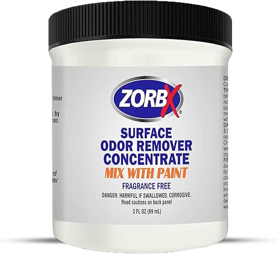 ZORBX 3 Oz Concentrate Surface Odor Remover Paint Additive - Mix 1 Jar in 2 Gallons of Paint for Wall, Ceiling & All Paintable Surface - Helps Remove Odor from Smoke, Mildew, Fire Damage, Cooking, Pet