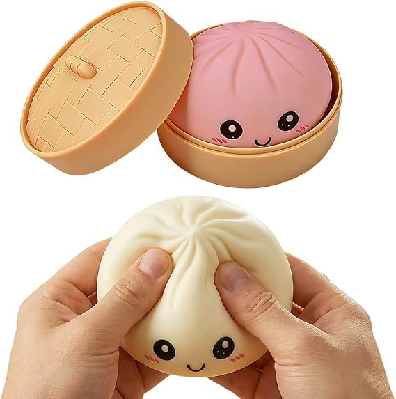 Squishies Stress Ball, Soft Squeeze Decompression Ball with Steamer Box, Relaxation Gift (Pink)