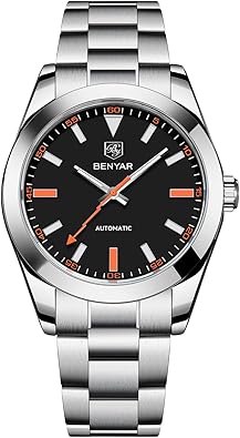 BENYAR Men's Automatic Mechanical Watch Model 5218 - Sapphire Crystal dial, Stainless Steel, 100M Waterproof, Self-Winding, Business Dress Wristwatch