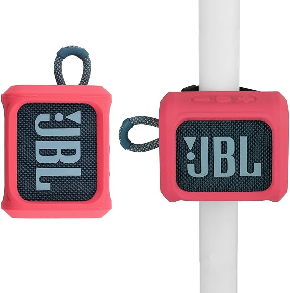 Silicone Case for JBL Go 3 Portable Speaker with Removable Strap for Bike Golf Cart Travel Carrying Case Protective Sleeve Speaker Cover Red