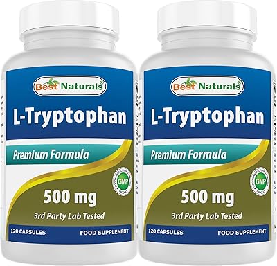 Best Naturals L-Tryptophan 500 mg 120 Capsules 120 Count Pack of 2