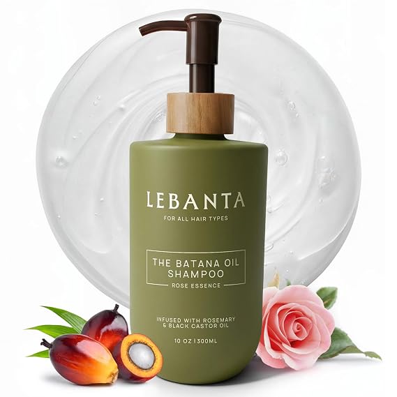 Lebanta Batana Oil Shampoo for Hair Growth - Color Safe Natural Moisturizing Shampoo for Hair Loss & Thinning with Rosemary Oil - Sulfate Free Organic Hydrating Castor Oil Hair Gifts for Women & Men