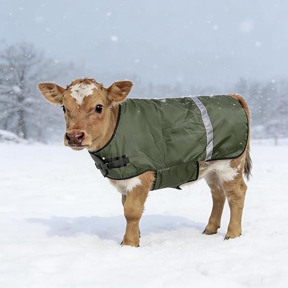 Goat Blankets for Winter Calf Blanket Thickened Warm Calf Clothing Calf Warm Artifact Calf Cold Clothing Calf Keep Warm Clothing Horse Blanket for Cattle Calves Goats Foals Donkeys(Green 1 Pack)
