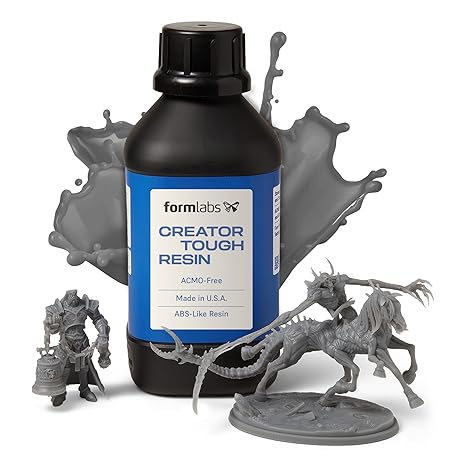 Formlabs [Creator Tough] ABS-Like 3D Printer Resin 405nm UV-Curing Non-Brittle High Precision Made in USA ACMO-Free 3D Printing Liquid Standard Photopolymer Resin for LCD DLP 3D Printing (Grey, 1000g)