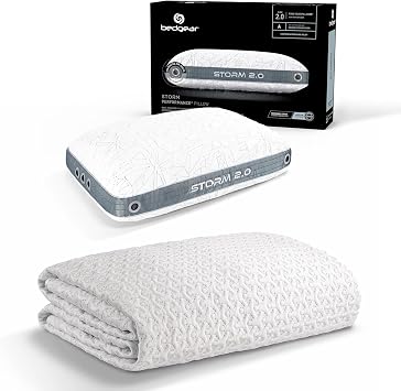 Bedgear Storm Performance Pillow 2.0 & Ver-Tex Cooling King Mattress Protector Bundle Instant-Cooling Comfort, Breathable Airflow, Waterproof Protection, and Washable Design for Hot Sleepers