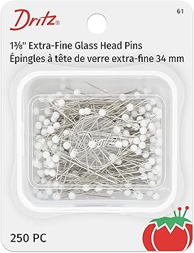Dritz 61 Glass Head Pins, Extra Fine, 1-3/8-Inch (250-Count) , White