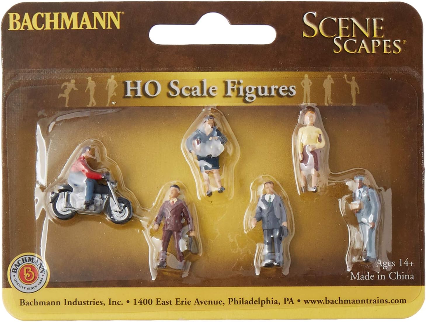 Bachmann Trains - FIGURES - CITY PEOPLE with MOTORCYCLE 7pcspk - HO Scale