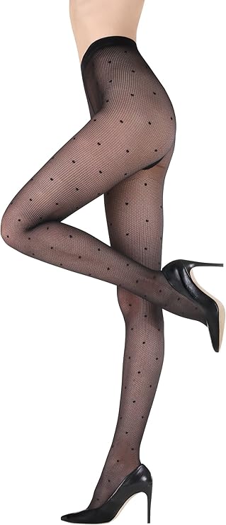 Gatta DOT TIGHTS | Womens Sheer Black Micro Mesh Patterned Tights [Made in Europe] FUNNY 05