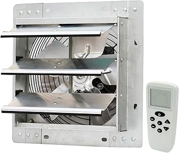 iLiving 10" Shutter Exhaust Fan with Wireless Smart Remote Controlled Thermostat and Humidity, Variable Speed Wall Mounted Attic Vent Fan, Chicken Coop Ventilation, 820 CFM, 1200 SQF Coverage Area