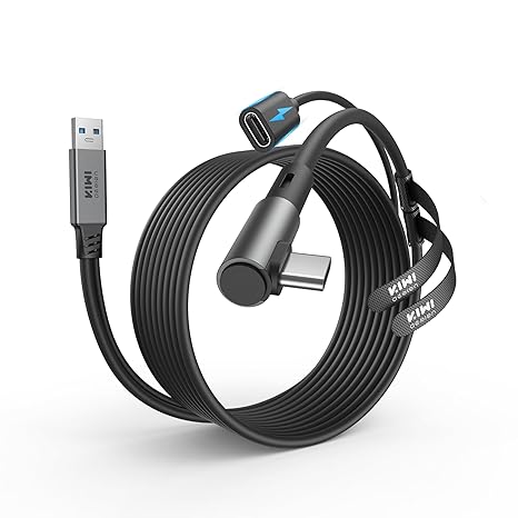 KIWI design Link Cable with Charging 16FT Compatible with Meta Quest 3s32 ProPico 4 Accessories and PCSteamVR, USB 3.0 to USB C Link Cable with 5Gbps Super Speed for Extended Gameplay, Black