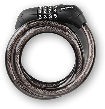 Kwikset 5 ft Combination Bicycle Cable Lock, 4-Digit, 1/2 in Diameter, Bike and Outdoor Security, 1 Pack, Black