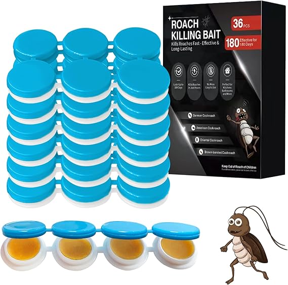36 Pack Cockroach Gel Bait, Highly Effective Roach Gel Bait Indoor Infestation Solution, Fast Acting Cockroach Killer Indoor Home Kitchen Use, Easy to Apply & No Mess Roach Bait, Long-Lasting