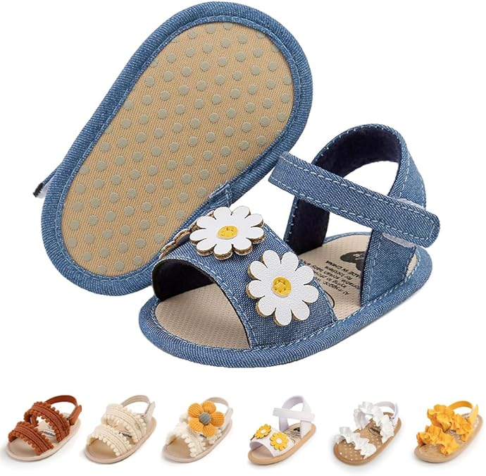 Ohwawadi Baby Boys Girls Sandals Soft Sole Summer Infant Wedding Dress Flat Shoes Beach Sandal Newborn Crib Shoes First Walkers