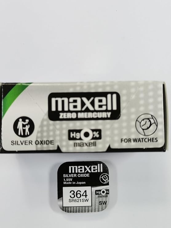 Maxell 364 SR621SW Uhrenknopfzelle Silver oxide 1 pack X 10 Silver oxide 1.55 V Made in Japan
