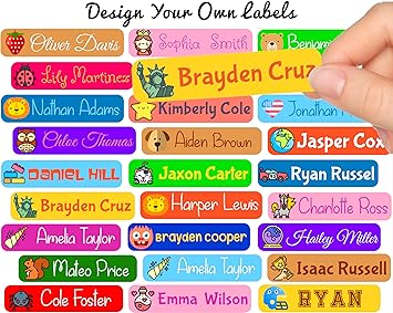 30 x Customized Name Labels | Perfect Kids Daycare and School Supplys Tag Labels | Cute Children's Name Label Pack - Waterproof Safe