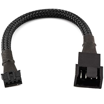 CRJ Micro 4-Pin GPU Fan Adapter Cable - 6-inch 15cm, Black Sleeved - Micro PH 2.0mm 4-Pin PWM Graphics Card Fan Adapter Cable for Connecting 3-Pin/4-Pin PC Fans