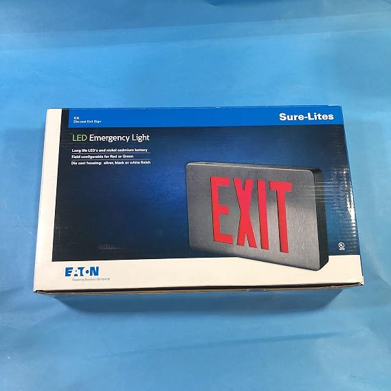 Sure-Lites CX62WH LED Die Cast Exit Sign, White Face and Housing, Double Face, Red and Green Letters
