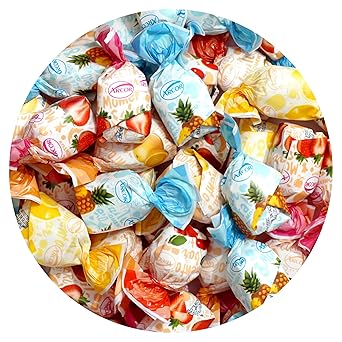 Fruit Filled Candy, 5 Pound Hard Candy Approx. 300 pcs., Fruit Filled Hard Candy Individually Wrapped, The Hampton Popcorn & Candy Company