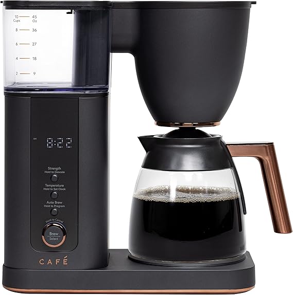 Cafe Specialty Drip Coffee Maker, 10-Cup Glass Carafe, WiFi Connected Smart Voice-to-Brew, Includes Reusable Filter Basket & Grounds Scooper, Barista-Quality Brew, SCA Certified, Matte Black